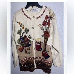 EUC Jantzen Vintage Jam Handknit Cottagecore Sweater  Size L Cardigan